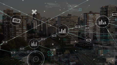 Digital Network Data Over Urban Skyscrapers