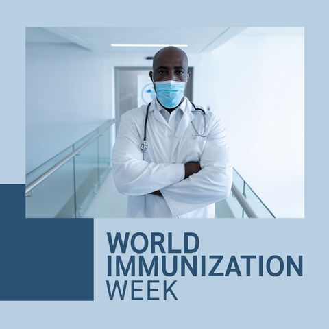 Doctor Promoting World Immunization Week in Hospital - Download Free Stock Templates Pikwizard.com