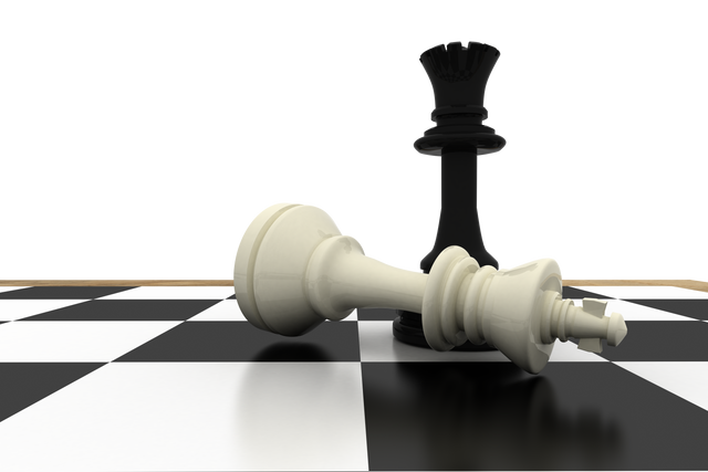 Black King Towering Over Fallen White Queen on Transparent Chessboard - Download Free Stock Videos Pikwizard.com