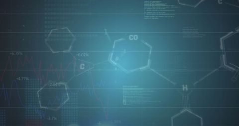 Digital Molecule Structures and Binary Code on Blue Background - Download Free Stock Images Pikwizard.com