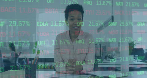 Businesswoman Encounters Digital Financial Analytics Effect