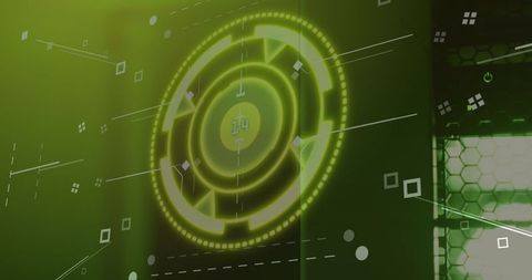 Digital scan interface over modern server room concept
