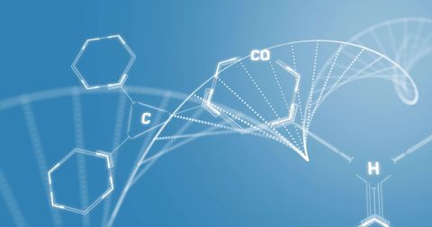 Digital Chemistry and DNA Fusion on Blue Background - Download Free Stock Images Pikwizard.com
