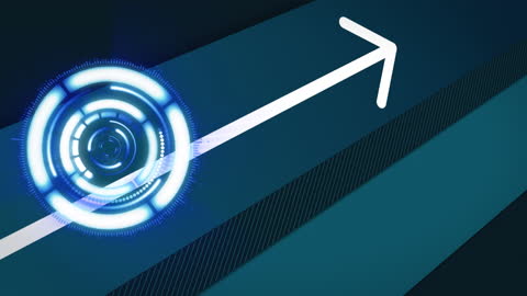 Futuristic Technology Interface with Dynamic Arrow and Scan