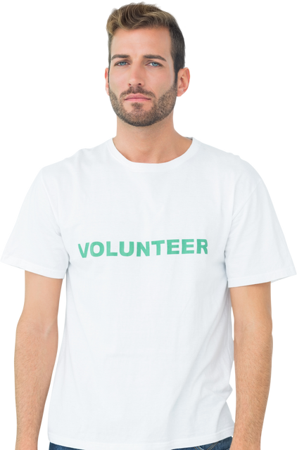 Transparent Portrait of Serious Young Volunteer in White T-Shirt - Download Free Stock Videos Pikwizard.com