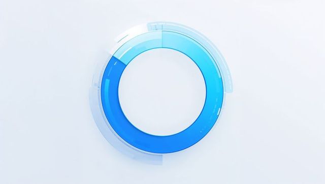 Glossy blue donut interface ring hovering over minimal white background for ui and branding