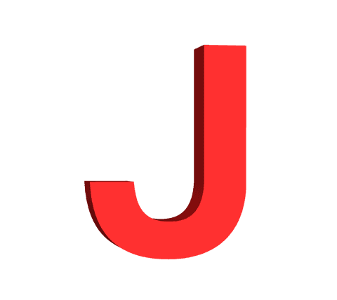Red 3d letter j on transparent background for design use