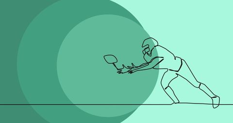 Abstract Line Drawing of Rugby Player in Catching Motion - Download Free Stock Images Pikwizard.com