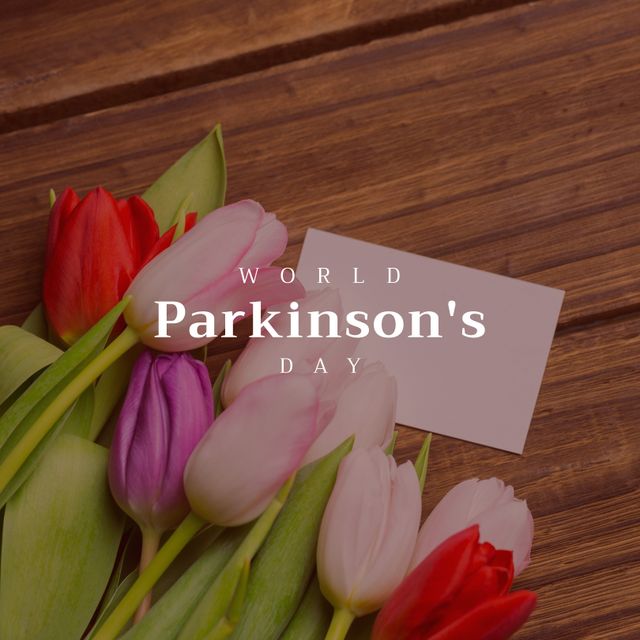 World Parkinson's Day with Colorful Tulips and Blank Card for Message - Download Free Stock Templates Pikwizard.com