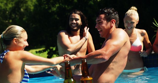 Group of Friends Having Fun at Pool Party Outdoors - Download Free Stock Images Pikwizard.com