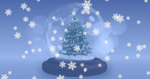 Christmas Snow Globe with Falling Flakes on Blue Background - Download Free Stock Images Pikwizard.com