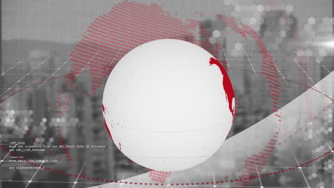 Futuristic Digital Globe Interface Over Urban Background