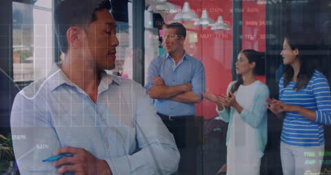 Diverse Team Analyzing Digital Data Visualization in Office Setting