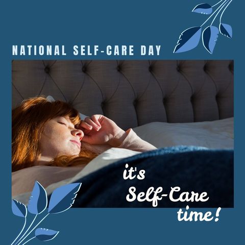woman relaxing in bed celebrating national self-care day - Download Free Stock Templates Pikwizard.com