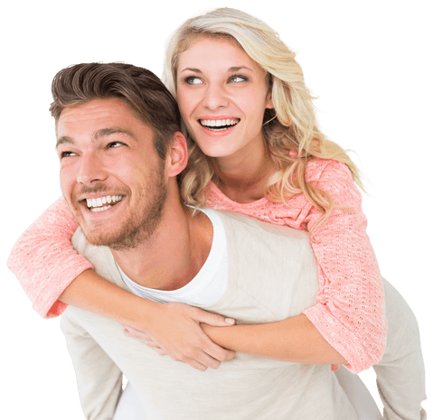 Joyful Couple Piggyback and Happiness on Transparent Background