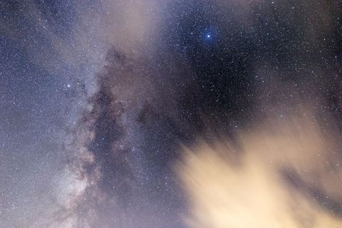Milky Way with Clouds and Starry Sky