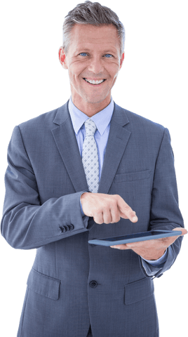 smiling businessman using tablet on transparent background - Download Free Stock Videos Pikwizard.com
