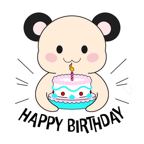cute kawaii bear with pastel birthday cake transparent design - Download Free Stock Videos Pikwizard.com