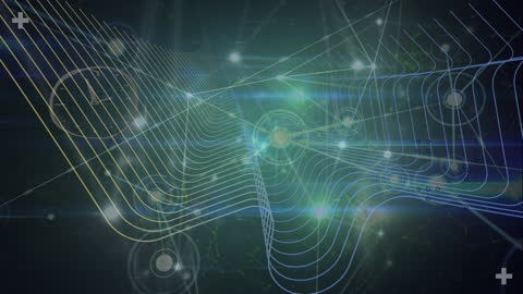 Abstract Digital Waves and Connections in Grid Landscape