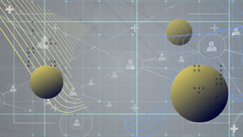 Abstract Digital Art with Geometric Shapes and Network Icons