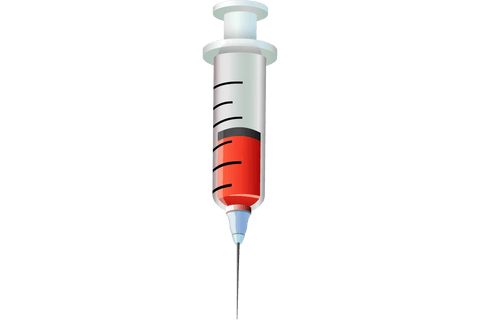 Transparent vector syringe with red liquid illustration