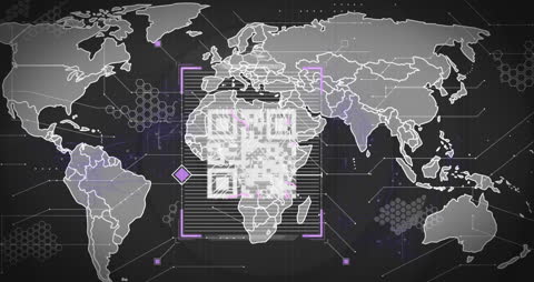 QR Code Integration on Global Digital Map with Tech Interfaces