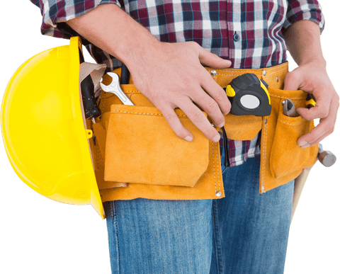 close-up of male contractor with transparent tool belt - Download Free Stock Videos Pikwizard.com
