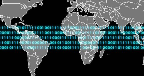 Global Data Processing with Binary Code and World Map - Download Free Stock Images Pikwizard.com