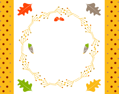 Autumn wreath and leaves frame transparent background