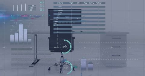 Digital Finance Chart Overlaid on Modern Office Environment - Download Free Stock Images Pikwizard.com