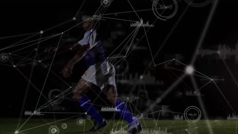 Futuristic Soccer Player Network Technology Illustration