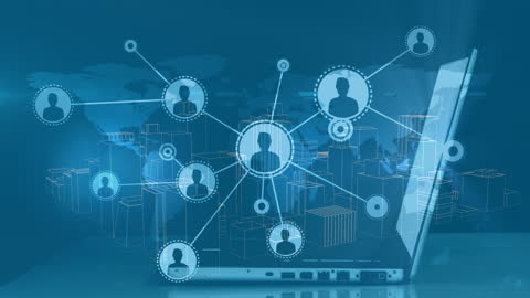 Global Networking Concept with Laptop and Digital Connections