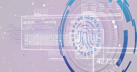 Futuristic Digital Fingerprint Technology with Abstract Interface Background
