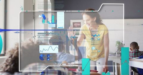 Teacher Engaging Students with Interactive Learning Technologies in Classroom