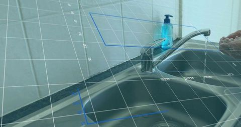 Innovative Augmented Reality Display Over Stainless Steel Kitchen Faucet