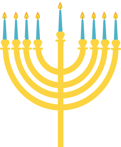 Transparent Gold Hanukkiah with Turquoise Candles