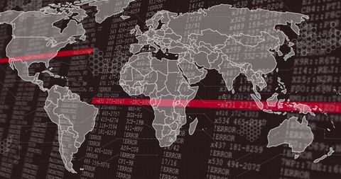 World Map with Data Processing Lines and Digital Codes - Download Free Stock Images Pikwizard.com