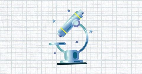 Digital Microscope on Grid Background for Educational Themes