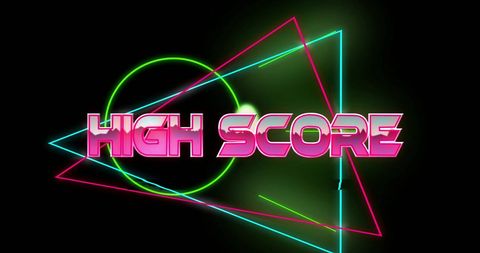Retro High Score Celebration with Neon Lights - Download Free Stock Images Pikwizard.com