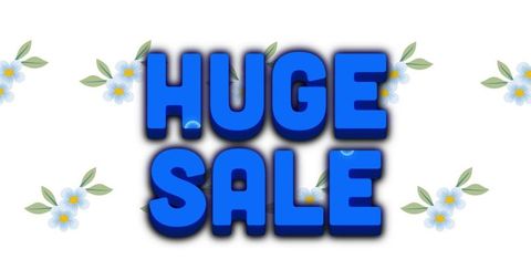 Bold huge sale text with floral design