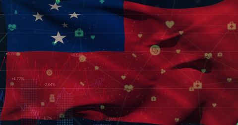Digital Technology Interface Over Samoa Flag
