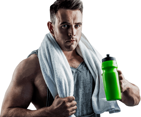 transparent bodybuilder holding towel and bottle post-workout - Download Free Stock Videos Pikwizard.com