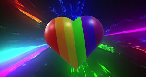 Vibrant Rainbow Heart with Abstract Color Overlay