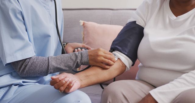 Healthcare Professional Measuring Patient's Blood Pressure at Home - Download Free Stock Images Pikwizard.com