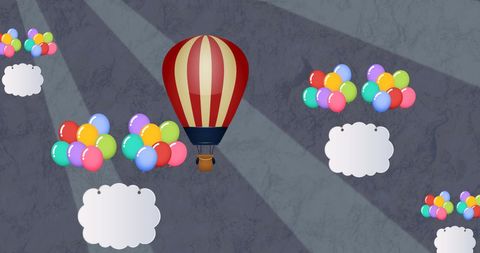 Bright Hot Air Balloon and Clouds Amid Colorful Balloons in Sky - Download Free Stock Images Pikwizard.com