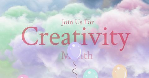 Creative celebration with balloons and clouds concept