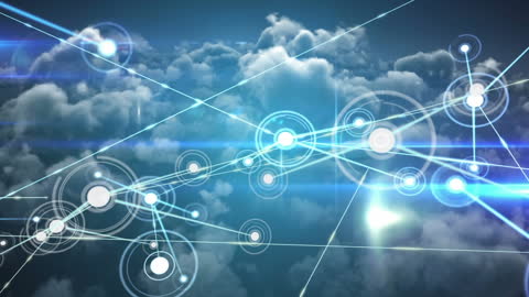 Futuristic Digital Network Over Cloudscape