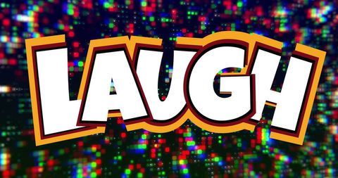 Bright Comic Style Text 'Laugh' on Colorful Background