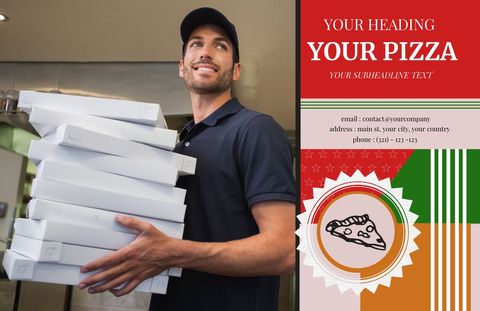 smiling pizza delivery worker holding boxes in pizzeria - Download Free Stock Templates Pikwizard.com