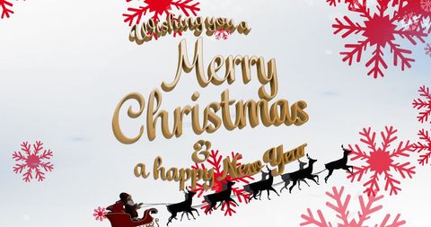 Festive Christmas Wishes with Sleigh Silhouette